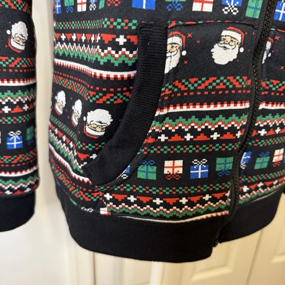 Berkley Jensen Christmas Hoodie Jacket Juniors Sz 14-16 Santa Cozy Plush Lined